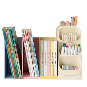 Penyangga Buku Plastik yang Dapat Disesuaikan, Rak Buku Meja, Klip Rak Buku, Rak Pajangan Perpustakaan, Pembagi dan Pengatur Meja - Product Image 1