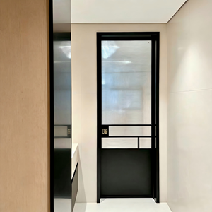 <span class=keywords><strong>Puerta</strong></span> <span class=keywords><strong>Interior</strong></span> de Vidrio Abatible Francesa de Aluminio con Arco Superior y Líneas Rectas - Product Image 5