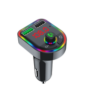 MP3 de voiture pour lecteur Bluetooth avec lumière d'ambiance Émetteur et récepteur FM Fonction mains libres Support de téléphone 12-24V