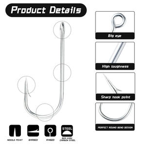 Hoge Sterkte Vishaak Lange Handvat Vis Haak Losse Buis Met Gat Ring Oog Weerhaak Lange Handvat Zee Vissen Haak - Product Image 3