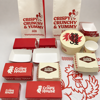 Emballage alimentaire personnalisé avec logo pour hamburgers, poulet frit, frites, carton à emporter, conteneur jetable, vente en gros, approvisionnement commercial