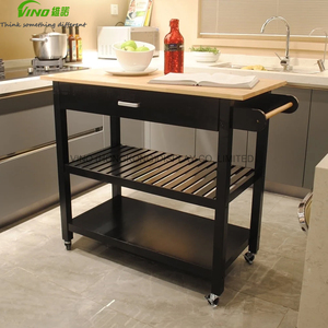 Mueble de Cocina Moderno de Madera Maciza con Cajón Grande y Estantes de 2 Niveles - Product Image 2