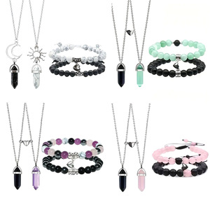 Bracelet d'amitié en alliage de zinc multicolore à perles, style décontracté/sportif, pour yoga, avec aimant pour les amoureux, pour femmes, pour les fêtes, 19,5 cm, Fashion Jiuzun, lot de 2 - Product Image 1