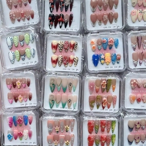 Prix <span class=keywords><strong>de</strong></span> gros – <span class=keywords><strong>Faux</strong></span> <span class=keywords><strong>ongles</strong></span> 3D faits à la main, forme amande, haute qualité, 10 pièces/ensemble, personnalisation <span class=keywords><strong>de</strong></span> l'emballage prise en charge - Product Image 2