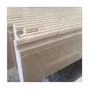 Beige marble baseboard skirting with customized design