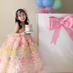 Abito da cerimonia lungo in crochet senza maniche con scollo rotondo e motivo floreale <span class=keywords><strong>per</strong></span> bambine, ideale <span class=keywords><strong>per</strong></span> feste di compleanno, serate di gala e recite di pianoforte - Product Image 2