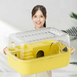 Transparent Hamster Cage Indoor Plastic Rectangle <b>Pet</b> Habitat With Skylight For Hamster Care - Product Image 2
