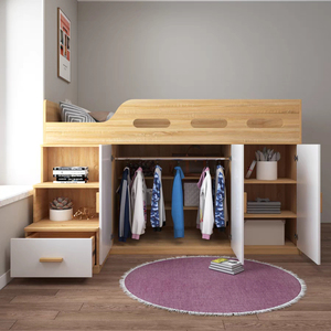 Meubles <span class=keywords><strong>de</strong></span> chambre à coucher écologiques modernes, <span class=keywords><strong>lit</strong></span> <span class=keywords><strong>superposé</strong></span> en bois <span class=keywords><strong>de</strong></span> pin MDF pour enfants <span class=keywords><strong>avec</strong></span> armoire et commode - Product Image 4