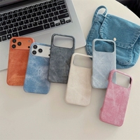 Étui de téléphone portable en tissu denim rétro style jean pour iPhone 17 Pro Max 16 15, coque semi-ouverte