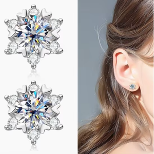 उच्च ग्रेड स्नोफ्लेक कान स्टड महिलाओं के फैशन मोइससानाइट S925 स्टर्लिंग चांदी के सामान - Product Image 5