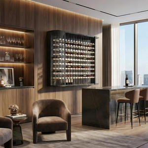 Armoire à vin murale en verre modulaire en aluminium métallique de luxe minimaliste moderne pour hôtel maison cave villa - Product Image 3