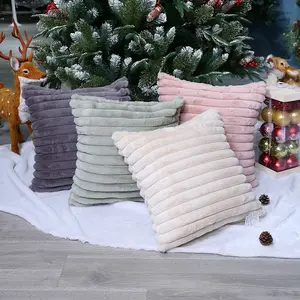 Top Seller moderno Simple lujo sofá funda de almohada terciopelo suave felpa imitación conejo piel sintética funda de almohada decorativa