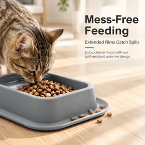 Food Grade Silicone Double Pet <b>Bowl</b> <b>Non</b> <b>Spill</b> Cat <b>Dog</b> Feeding <b>Bowl</b> BPA Free Custom Logo Pet Food Water Feeder - Product Image 1