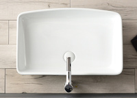 Vasque à poser en céramique moderne, design artistique, blanc brillant, 600x385x130mm, pour salle de bain et lavabo