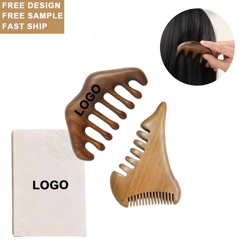 Custom Logo Wooden Scalp Massage Comb