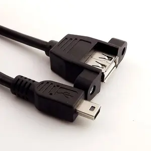 나사 패널 마운트 USB A 암 대 미니 USB 5 핀 수 연장 케이블