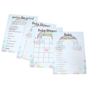 100 Pcs 4 Designs Double Sided Rainbow Baby Shower Decorations Word Scramble Baby Shower Bingo Game Cards
