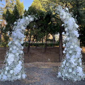 Lujo azul blanco boda arco decoración círculo flor Artificial fila guirnalda para eventos de fondo fiesta decoración cuerno arco diseño - Product Image 3