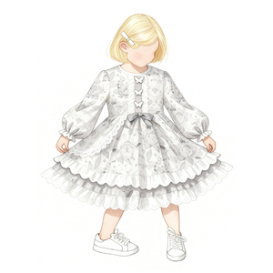 Gaun pita bunga untuk anak perempuan, gaun lengan panjang renda <span class=keywords><strong>O</strong></span>-Neck lengan panjang gaya kasual rajut kain musim gugur musim semi untuk usia <span class=keywords><strong>2</strong></span>-12 tahun - Product Image 5