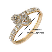 Bracelet jonc ouvert Uwin Baguette Cœur en Zircon Cubique, empilable, plaqué or 18 carats et rhodium, style Hip Hop pour femmes et hommes