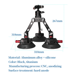 Professionnel 360 °   Support à ventouse panoramique, bras magique réglable avec rotule à verrouillage rapide pour GoPro Hero, Insta360 X3, DSLR - Product Image 1