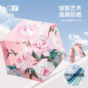 Mini SPF 50+ UV Protection Capsule Umbrella 5-Fold Manual Open Sun Rain Umbrella For Travel Women - Product Image 2