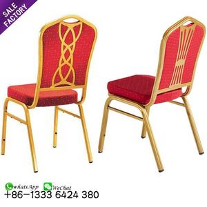 Chaise de banquet d'hôtel moderne à dossier ovale empilable en fer doré, bon marché, utilisée à des fins commerciales, pour restaurant - Product Image 4