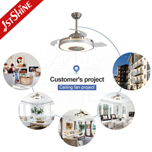 1stshine LED ventilateur de plafond vente chaude HIFI haut-parleur télécommande intelligent ventilateur de plafond rétractable avec lumière RVB - Product Image 5