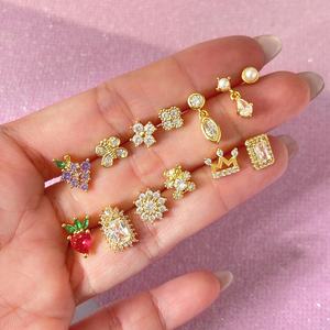 Pendientes de Moda al por Mayor, Chapados en Oro de 18K, Impresionantes Pendientes de Corazón con Circonitas, Joyería para Mujer - Product Image 1