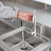 Évier de cuisine en acier inoxydable à cuve unique, prix économique, avec robinet, design artisanal à un trou, pour usage commercial en restaurant