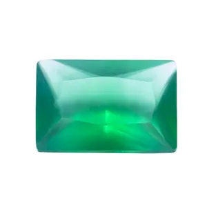 도매 우저우 보석 바게트 천연 녹색 마노 액세서리 보석 설정을위한 느슨한 돌