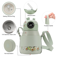 Thermos intelligent 550ml pour enfants, avec écran digital de la température, led, gourde isolante, en acier inoxydable, avec sac de rangement