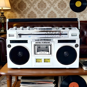 Reproductor de Casetes Portátil Estilo Años <span class=keywords><strong>80</strong></span> con Altavoz BT, Grabador, Radio AM FM SW, Altavoz Integrado, Compatible con Entrada SD/USB, Música MP3 - Product Image 1