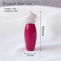 Gloss à lèvres 3ml, flacon brillant en forme d'olive, capuchon en forme d'étoile, collets côtelés, nuances rose ombré, approvisionnement en gros, logo personnalisé
