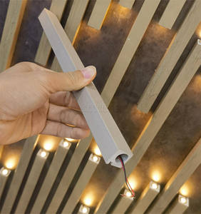 ไม้กันน้ําและกันไฟดูไม้ลามิเนต PVC พลาสติกคอมโพสิต WPC เส้นใยไม้ไผ่ <span class=keywords><strong>DIY</strong></span> ขลุ่ย 3d ผนังแผงไฟ LED - Product Image 5