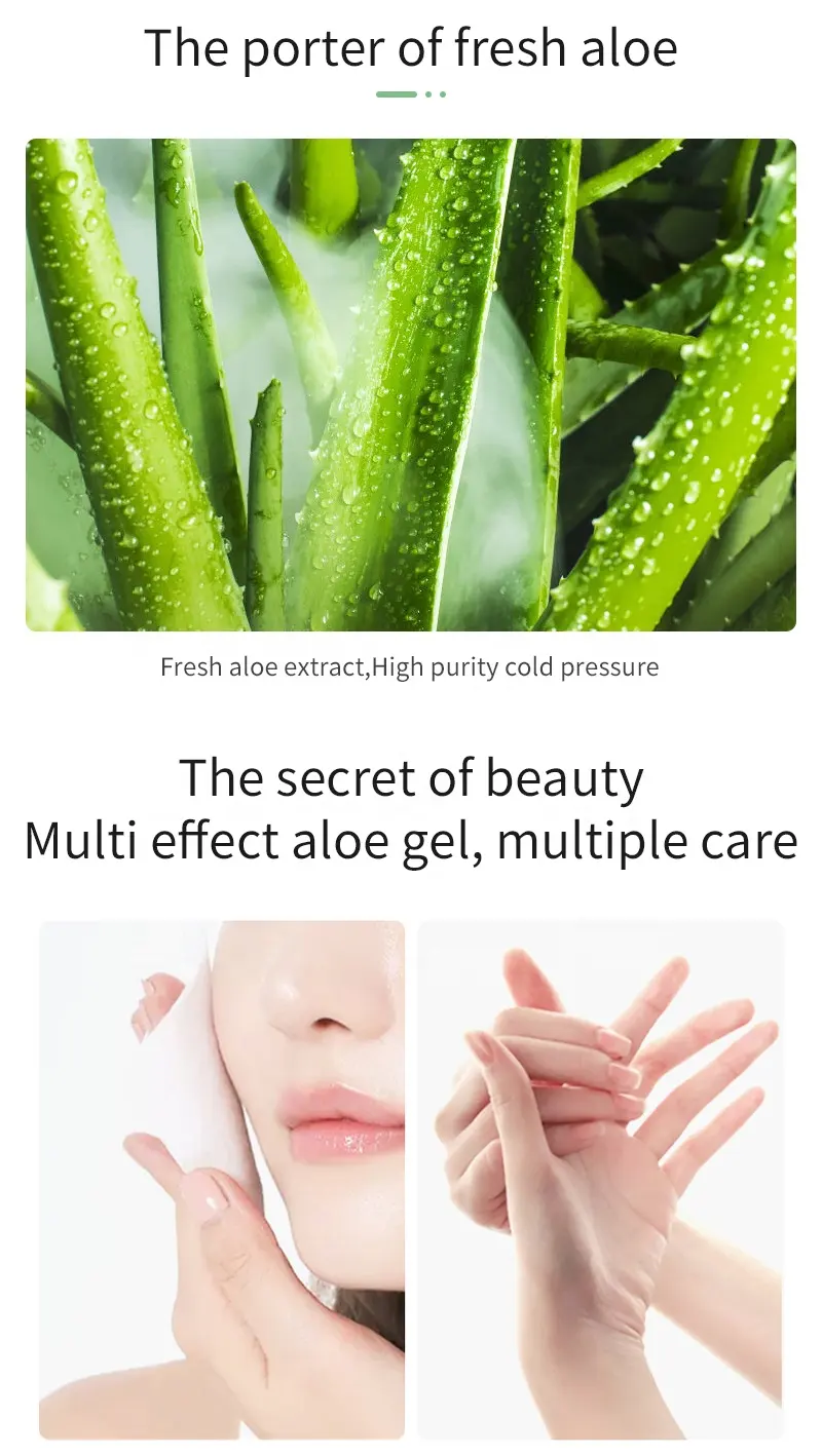 Hochwertige 100% reine natürliche Bio-Aloe Vera Gel Haar Körper Gesicht Feuchtigkeit spendend Beruhigend nach der Sonne Haut reparatur Gel Aloe Vera 99