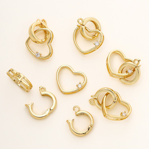 Heart Shape Jewelry Clasp 18k Gold Plated <b>Copper</b> For <b>Bracelet</b> Making DIY Accessories GA0608 - Product Image 1