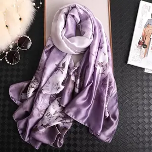 Hiyab de satén con estampado floral para mujer, hiyab bonito con diseño personalizado, 2019