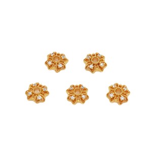 18K vàng dát Bốn Lá Cỏ Ba Lá Hoa Chủ Bead <span class=keywords><strong>cap</strong></span> handmade tự làm vòng đeo tay vòng cổ trang sức Spacer phụ kiện <span class=keywords><strong>C21</strong></span> - Product Image 5