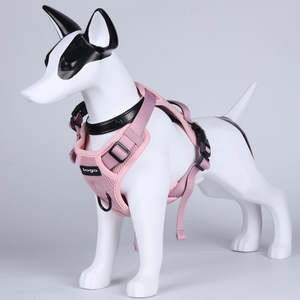 カスタムブランドロゴカスタマイズピンクコーデュロイ屋外犬ハーネスとリーシュセット子犬アウトドアウォーキングアクセサリー - Product Image 2