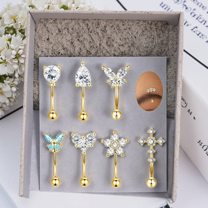 Piercing a Barbell Curvo 16G con Fiore per Sopracciglio di Tendenza <span class=keywords><strong>Anello</strong></span> in <span class=keywords><strong>Acciaio</strong></span> Inossidabile per Rook e Daith <span class=keywords><strong>Orecchini</strong></span> in <span class=keywords><strong>Acciaio</strong></span> <span class=keywords><strong>Chirurgico</strong></span> Gioielli per Trago - Product Image 4