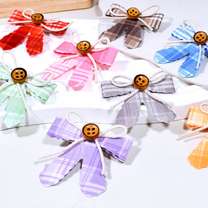 Nouvelle Broche en Tissu à Nœud Carré Style Forêt à Motif Écossais en Fer, Accessoire DIY Unisexe Fait Main pour Vêtements d'Enfants, Mariage et Fête - Product Image 1