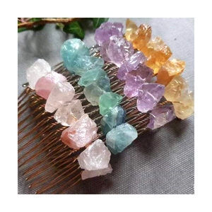 HZ Pure – Accessoires pour cheveux en cristal de quartz naturel transparent, <span class=keywords><strong>pierre</strong></span> concassée naturelle, peigne en fluorure, couronne en cristal naturel - Product Image 4