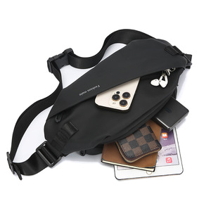 Men's Crossbody Bag Black <b>Large</b> Capacity <b>Chest</b> Bag For Outdoor Running Phone <b>Storage</b> Casual Shoulder Bag - Product Image 3