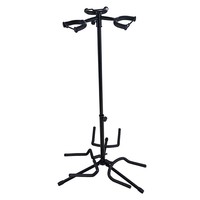 Stand Gitar Tiga Vertikal Portabel Desain Lipat Besi Hitam