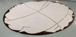 高端定制设计圆形全剪羊毛和竹丝别墅卧室地毯 - Product Image 2