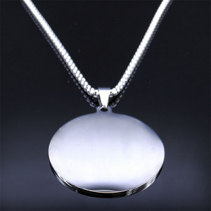 Nouveau Collier Pendentif <span class=keywords><strong>Femme</strong></span> DIY en Acier Inoxydable Rond avec Chaîne, Gravure Laser Sceau de <span class=keywords><strong>Salomon</strong></span>, Vente en Gros - Product Image 4