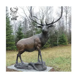 Garden Decoration Metal Casting Bronze Elk Deer Statue Outdoor Bronze Deer Sculpture Life Size Bronze Elk Statue