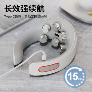 Neck Massager Pulse Vibration <b>Heating</b> Therapy <b>USB</b> Rechargeable For Home And Commercial Use White - Product Image 3