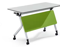 Table de formation mobile pliable durable, moderne et colorée, gain de place, avec panneau vert pour bureaux et espaces commerciaux